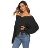 Pullages Polyester Femmes Femmes Polyester V Deep V Tépoute Toven Blouse Irrégules Frdged Loose Wild Pullover Femmes Hiver Sexy