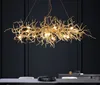 Modern Luxury Aluminum Chandelier Light LED Gold Curved Tree Branch Hanging Lamp Art Deco Living Room Dining Table Villa Home