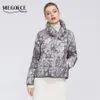 MIEGOFCE Collection Printemps Femmes Imprimer Veste Manteau Longueur Moyenne Col V Col Chaud Coupe-Vent Parka 201026