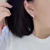 Nouvelle Arrivée Top Vente De Luxe Bijoux 925 En Argent Sterling Princesse Cut Blanc Topaze Gemme Oreille Manchette Femmes De Mariage Clip Boucle D'oreille Pour Amant Cadeau