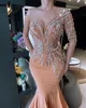 2022 Plus Size Arabic Aso Ebi Beaded Crystals Luxurious Prom Dresses Mermaid Satin Evening Formal Party Second Reception Birthday Engagement Gowns Dress ZJ263