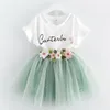 Children Clothing Sets Summer Girls T-Shirt Skirt Outfit Kids Clothes Tracksuit Toddler 201126