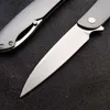 1Pcs New Design Flipper Folding Knife 8Cr13Mov Satin Drop Point Blade Stainless Steel Handle EDC Keychain Knives With Retail Box
