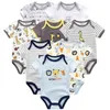 8st Born Baby Boy Kläder Andningsbar Bomull Kortärmad Romper Kläder för Pojkar Tjejer Söt Tecknad Jumpsuits Sommar Est 220211