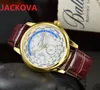 classic digital number business wristwatch leather auto date sub dial working President Mens High quality Top model Military Wrist244k