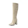 Stivali alti al ginocchio con punta a punta neri sexy Stivali con tacco alto da donna Donna Autunno Inverno Botas lunghi Invierno Mujer