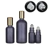 Empty Ice Crack Pattern Glass Eye Cream Roll on Bottle Gold Cover Steel Roller Glass Bead massage Essential Oil Vials 5ml 10ml 15ml 20ml 30ml 50ml 100ml