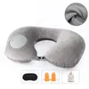 Forma de U para acessórios de travesseiro de pescoço inflável de avião para o avião travesseiros confortáveis ​​para dormir têxteis domésticos