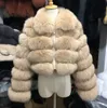 Winter Fuchs Pelz Jacke Nähte Kurze Revers Langarm Mantel Frauen Hochzeit Zubehör S bis 4XL2493