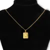 Initial Brev Hängsmycke Halsband Guldpläterad A ~ Z Square Capital Letter Charm Necklace Mens Hip Hop Smycken Womens Sweater Chain Gift