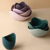Lotus Ceramic Bowl Dishes and Plates Zestawy Kreatywny Talerz Owocowy Proste Zen Decor Storage Owoce 3/4 / 5 sztuk Zestaw ceramicznych obiadów Płyty 201217