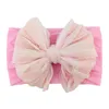 Barn Hårtillbehör Big Bowknot Lace Headband för Baby Girl Soft Nylon Elastic Wide Headband Headdress Vintage Kids Headwear M3161