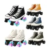 2021 NEW CANVAS Women Flashing Quad Roller Skates Shoes 4 Wheels اثنين