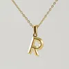 Gold 26 initial letters capital A to Z Alphabet pendant Stainless Steel diamond cut Customized personalized name charm necklace for couple lovers with chain