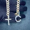 Hängsmycke halsband Kubansk kedja par Cross c brev halsband zircon armband enkel hip hop för män och kvinnor11