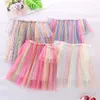 Ins in baby girls tutu платья детей вне плеча марля юбка новая летняя вечеринка элегантная радуга кружевная марлевая производительность танцевальная юбка