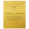 Chain Choker Necklaces With Card Gold Silver Starfish Pendant Necklace For Fashion Women Jewelry LIFE'S A BEACH