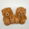 Plush Teddy Bear Cute Rainbow Cartoon Bear Indoor Slippers Non-Slip Mute Bedroom Office Soft Warm Winter Autumn Thick Q0108