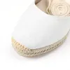 Womens Summer Espadrille Hak Platform Wedge Sandalen Enkel gesp Strap Gesloten Teen ShootScross-Tied Rubber Lace-up Q1217