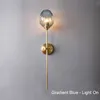 Vintage All Copper Wall Light Nordic Classic Foyer TV Background Glass Wall Sconces Hotel Mirror Corridor Decoration Lighting E27 Bulb