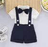Baby Gentleman Design Junge Kleidung Set Sommer Kurzarm Weiß Strampler + Kurze Baumwolle Weiche Säuglings Zwei Stück Sets