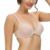 Gorąca Sprzedaż Ultra Cienka Duża Rozmiar biustu Bielizna Brak dla Kobiet Underwire Przezroczyste Mesh Niepowiedziane Sexy Bras UK USA UE Ca Size 201202