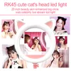 20 polegadas LED Selfie Ring Light Cat Ear Dimmable Nível 10 Iluminação de pografia para maquiagem Vídeo do YouTube Tattoo Phone Studio Light2879328