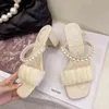 Slippers Beaded Shoes Women s Sandals Strappy Heels Slides Outdoor Casual Footwear Party Bc3687 220304