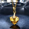 Модный маленький свежий цитринный браслет 18K золотой бриллиант кольцо желтое сапфировое сердец с серьгами Простые любовные ожерелье Set2392625