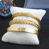 Fashion 3pcSset Bangel Bracelet pour hommes bijoux en acier inoxydable en or et en argent pour hommes fête Gift8645076