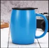 Hot 15oz 420ml caneca de café isolado frascos de aço inoxidável garrafas térmicas camadas duplas camadas do copo da barriga com lidar com garrafa de água da tampa