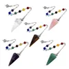 Collana Top Plaza 7 Chakra Healing Crystal Tumbled Palm Stones Natural Clear Quartz Dowsing Pendulum Reiki Balance Meditation Jewelry Sets