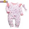 Pasgeboren baby romper lente katoen baby kleding voor meisjes lange mouw jumpsuit en hoofdband kleding pyjama pasgeboren outfits 201029