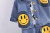Designer Roupas de menino de menino lapela smiley jackets camisetas cal￧as 3pcs