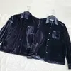 Camicie casual da uomo Indipendente 20SS Silver Silver Embroidery Blue Velvet Manica lunga Cappotto Zhang Yixing Same Gl Gld Shirt