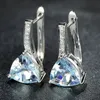 Cubic Zircon Crystal Fashion Water Drop Earrings for Women Girls Bridal Stud Earrings Wedding Sky Blue Topaz Earring Jewelry Accessories