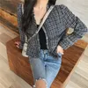 Women's Jackets PERHAPS U Women Blue Black Tweed Short Jacket Spring Autumn Winter Tassel Small Fragrance Cardigan C0155