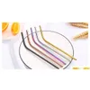 Colorful 304 Stainless Steel Straws Reusable Straight Bent Metal Drinking Straw With Cleaner Brush Party Bar Accessory Czuc38039632