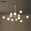 Kroonluchters retro messing led kroonluchter koper glazen bal woonkamer plafond opknoping licht slaapkamer dineren hanglampen