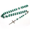 6*8mm Fashion Green crystal rosary necklace Gifts for Christian Catholic saints Christian jewelry accessories gift2084405