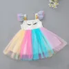 2 3 4 5 Cute Baby Girl Abiti estivi Moda Unicorno Tutu Dress Bambino Viola Rosa Blu Paillettes Kids Party Abiti Frock LJ200923