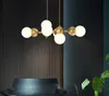 Restaurant Chandeliers Brass Post-modern Lightings Luxury Glass Strip Simple Bar Dining Room Dining Table Hanging Lamps