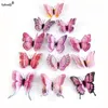 Keythemelife 12 pièces/paquet Double couche papillon Stickers muraux 3D papillons coloré chambre décor pour la décoration de la maison B51