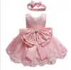 Winter Baby Girls Dress Newborn Lace Princess bow skirt For Baby 1st Year Birthday Dress Christmas Costume Infant Party Dress with free head