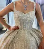 Robe de Mariage Princess Wedding Dress Straps Full Beading Vestido de Novia Short Sleeve Luxury Ball Gown Bröllopsklänningar