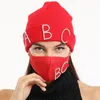 Mulheres Diamante Beanie Chapéu e Face Mask Rebite Designers Folha Estrela Chapéu de Face Máscara de Esqui Cap