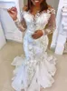 2021 плюс размер арабский арабский ASO EBI роскошные кружевные свадебные платья свадебные свадебные шеи свадебные платья русалки свадебные платья ZJ236