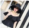 Audrey Hepburn straw hat sunken modelling tool bellshaped big brim hat vintage high pretend bility tourist beach atmosphere12357324