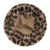 Berets Französisch Stil Mode Leopard Print Baskenmütze Winter Warme Haar Weibliche Vintage Weiche Beanie Hut1