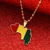 Stainless Steel Guinea Map Guinee Flag Pendant Maps Of Guinea Necklaces For Women Men Country Jewelry